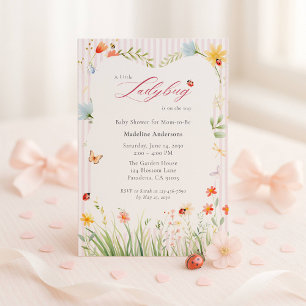 Kleiner Marienkäfer-Wildblumen-Baby-Shower Einladung
