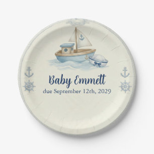 Kleiner Matrose an Bord Blaue Babyparty Pappteller