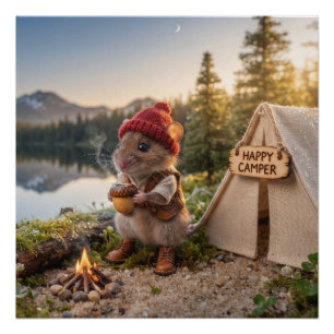 Kleiner Maus-Campingplatz an einem Bergsee Poster