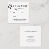 Kleiner, minimalistischer Salon mit weißer und sch Terminkarte (Vorne/Hinten)