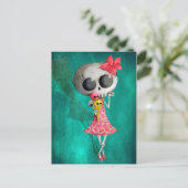 kleiner Miss Tod mit Halloween-Eiscreme Postkarte (Stehend Vorderseite)