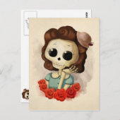 Kleiner Miss Tod und Rose Postkarte (Vorne/Hinten)