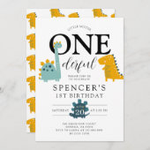 Kleiner Mister ONEderful Dinosaurier Boy's Birthda Einladung (Vorne/Hinten)