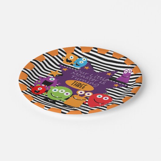 Kleiner Monster-alles- Gute zum Pappteller (Schrägansicht)