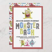 Kleiner Monster Bash Geburtstag Einladung (Vorne/Hinten)