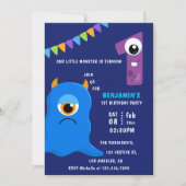 Kleiner Monster Boy 1. Geburtstag Party Einladung (Vorderseite)