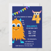 Kleiner Monster Boy 4. Geburtstag Party Einladung (Vorderseite)