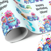Kleiner Monster Boy Colorful Geburtstag Geschenkpapier