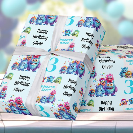 Kleiner Monster Boy Colorful Geburtstag Geschenkpapier