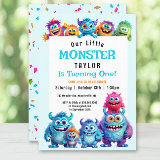 Kleiner Monsterjunge Einladung zum 1. Geburtstag