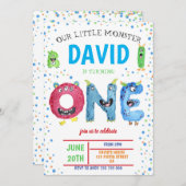 Kleiner Monsterjunge Erstgeburtstag-Monster Einladung (Vorne/Hinten)
