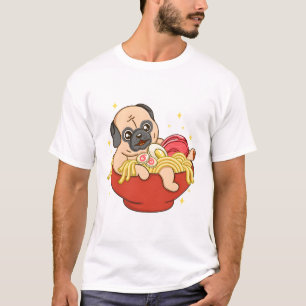 Kleiner Mops und Ramen T-Shirt