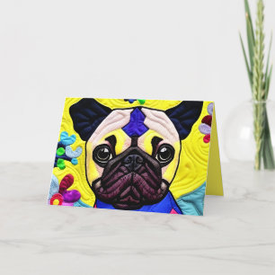 Kleiner Mops Welpe quilt wie Design Geburtstagskar Dankeskarte