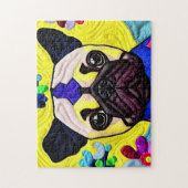 Kleiner Mops-Welpe-Quilt wie Design Puzzle (Vertikal)