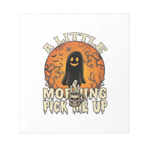 Kleiner Morgen-Pick-Me-Up-Halloween-Geist-Schädel- Notizblock