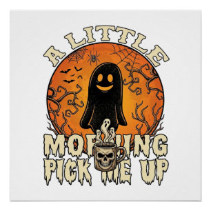 Kleiner Morgen-Pick-Me-Up-Halloween-Geist-Schädel- Poster