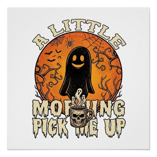 Kleiner Morgen-Pick-Me-Up-Halloween-Geist-Schädel- Poster (Vorderseite)