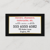 Kleiner Motor Reparatur Großer Wert Farbenfrohe Ne Visitenkarte (Rückseite)