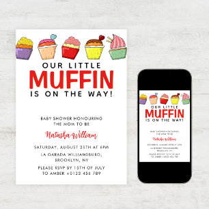 Kleiner Muffin ist auf dem Weg Babydusche Einladung