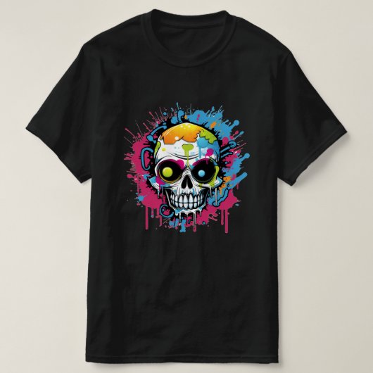 Kleiner Naughty Skull: Graffiti T - Shirt Kunst, D (Design vorne)