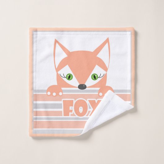 Kleiner, neugieriger Fuchs Badhandtuch Set (Waschlappen)