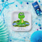 Kleiner Niedlicher Alligator in Pond Baby Shower C Pappteller (Party)