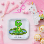 Kleiner Niedlicher Alligator in Pond Baby Shower C Pappteller (Party)