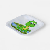 Kleiner Niedlicher Alligator in Pond Baby Shower C Pappteller (Gewinkelt)