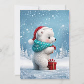 Kleiner niedlicher Babybär mit Weihnachtshut Einladung (Rückseite)