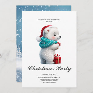 Kleiner niedlicher Babybär mit Weihnachtshut Einladung