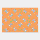 Kleiner niedlicher Elefant mit Blume orange Geschenkpapier Set (Vorderseite 2)