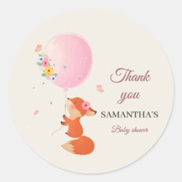 Kleiner niedlicher Fuchs mit Ballonaufkleber Runder Aufkleber