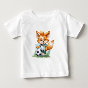Kleiner Niedlicher Fuchs spielt Fußball Baby T-shirt