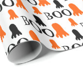Kleiner Niedlicher Ghost Orange Schwarz-weiß Geschenkpapier (Rolleneckpunkt)