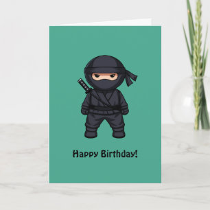Kleiner Ninja auf grünem Happy Birthday Karte