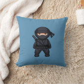 Kleiner Ninja-Krieger auf Blau Kissen (Decke)