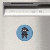 Kleiner Ninja-Krieger auf Blau Magnet (In Situ (Geschirrspüler))