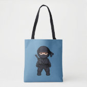 Kleiner Ninja-Krieger auf Blau Tasche (Vorderseite)