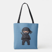 Kleiner Ninja-Krieger auf Blau Tasche (Rückseite)