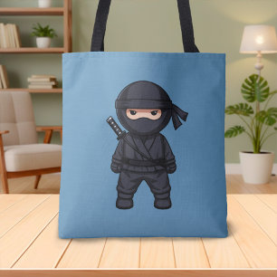 Kleiner Ninja-Krieger auf Blau Tasche