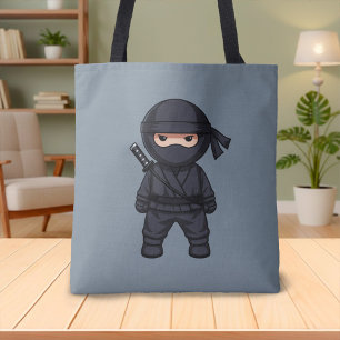Kleiner Ninja-Krieger auf Grau Tasche