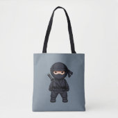 Kleiner Ninja-Krieger auf Grau Tasche (Vorderseite)