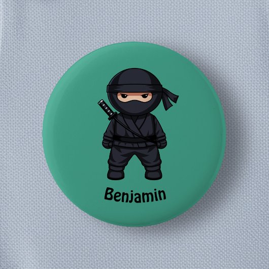 Kleiner Ninja-Krieger auf Grün Button