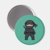 Kleiner Ninja-Krieger auf Grün Magnet (Vorderseite/Rückseite)