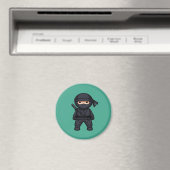 Kleiner Ninja-Krieger auf Grün Magnet (In Situ (Geschirrspüler))