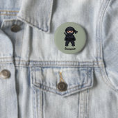 Kleiner Ninja-Krieger auf Salbeigrün Button (Beispiel)