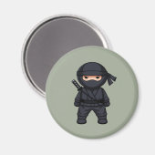 Kleiner Ninja-Krieger auf Salbeigrün Magnet (Vorderseite/Rückseite)