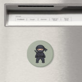 Kleiner Ninja-Krieger auf Salbeigrün Magnet (In Situ (Geschirrspüler))