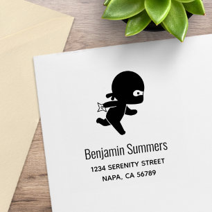 Kleiner Ninja läuft Adresse Gummistempel
