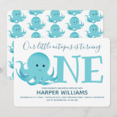 Kleiner Oktopus, der ein Tier zum ersten Geburtsta Einladung (Vorne/Hinten)